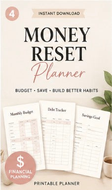 Money Reset Planner | Budget Tracker | Savings Goals & Debt Payoff Printable PDF