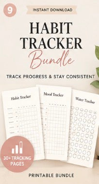 Habit Tracker Bundle | 30-Day Habit Challenge | Productivity & Wellness Tracker Printable