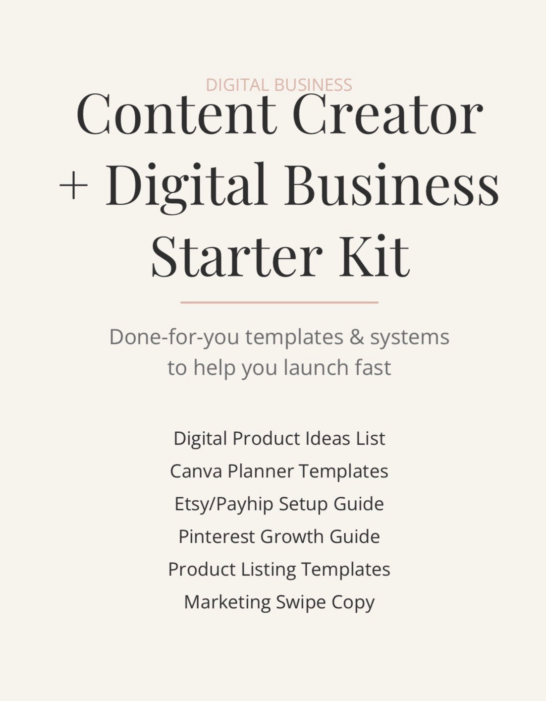 Content Creator + Digital Business Starter Kit Done-for-you templates