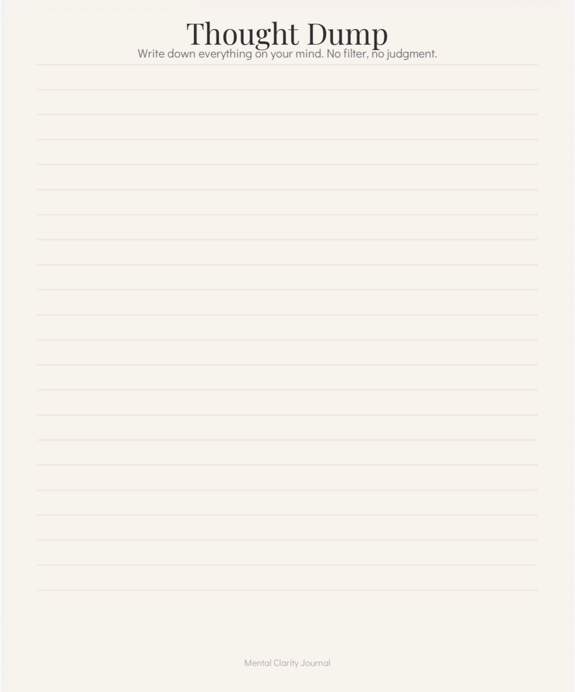 Mental Clarity Journal | Anxiety & Overthinking Workbook | Guided Reflection Printable