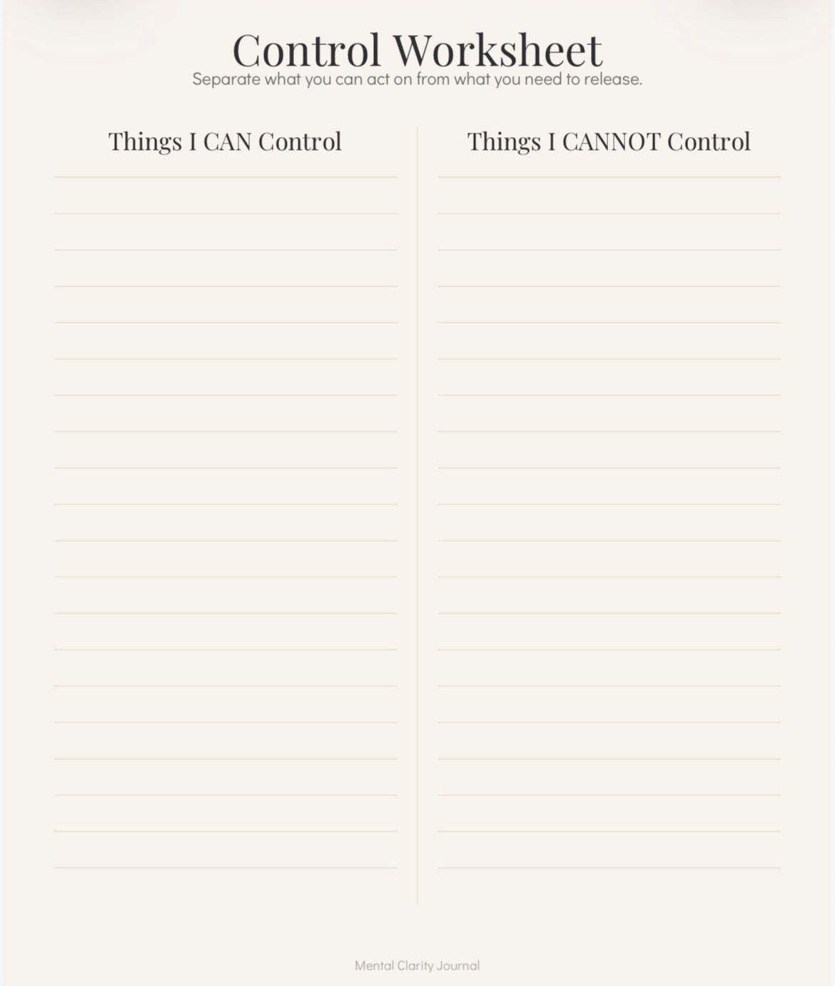 Mental Clarity Journal | Anxiety & Overthinking Workbook | Guided Reflection Printable
