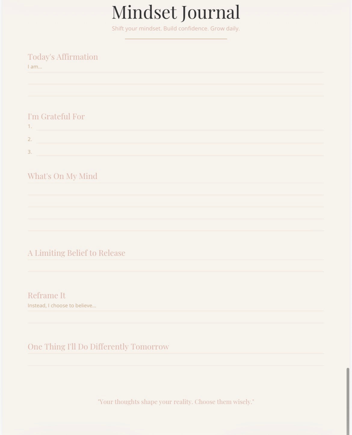30-Day Life Reset Planner | Glow Up Journal | Habit Tracker | Self-Care & Productivity Printable PDF