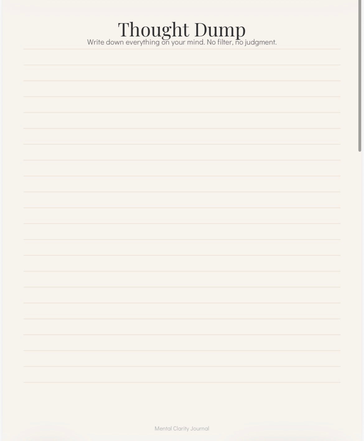 Mental Clarity Journal | Anxiety & Overthinking Workbook | Guided Reflection Printable