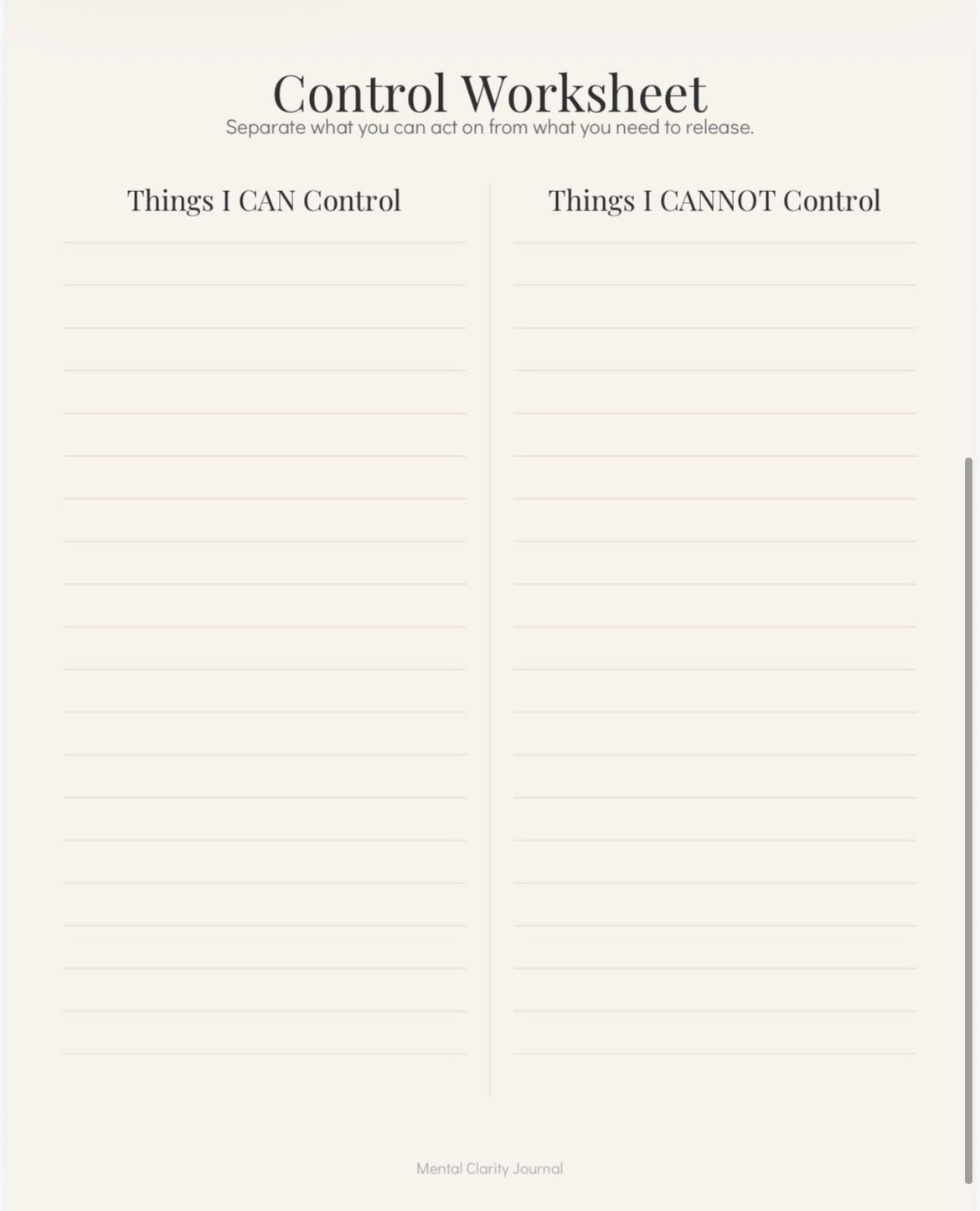 Mental Clarity Journal | Anxiety & Overthinking Workbook | Guided Reflection Printable